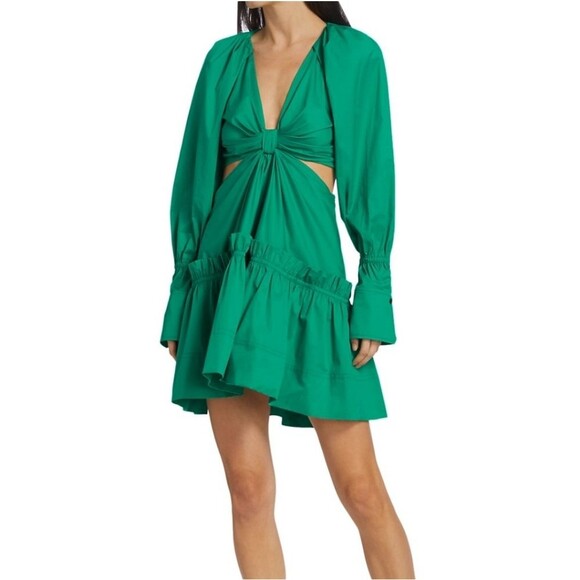 Jason Wu Cutout Cotton/Spandex Poplin Long Sleeve Mini Dress - Picture 4 of 16